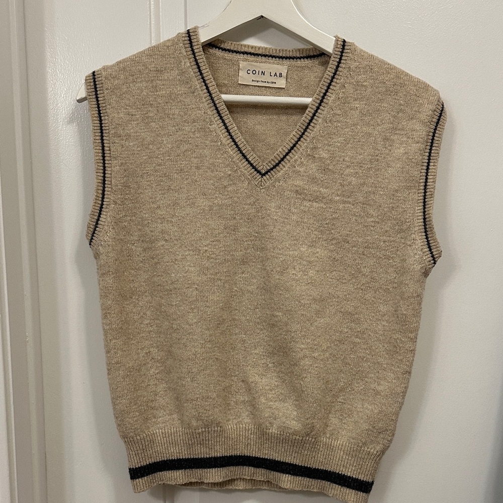 Beige V-Neck women's Sweater Vest